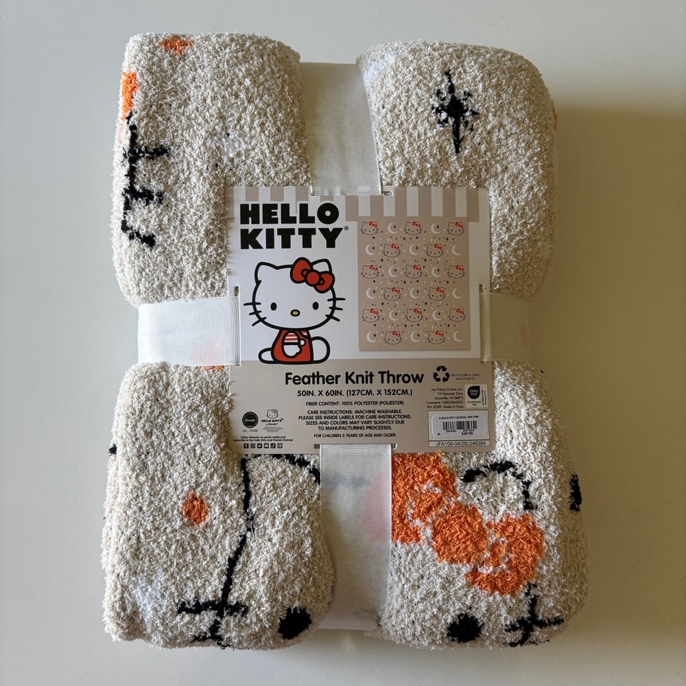 Hello Kitty Celestial Feather Knit Throw Blanket 50 x 60" Polyester New